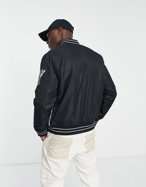 Hollister Los Angeles Spliced Varsity Jacket In Black/White for Men