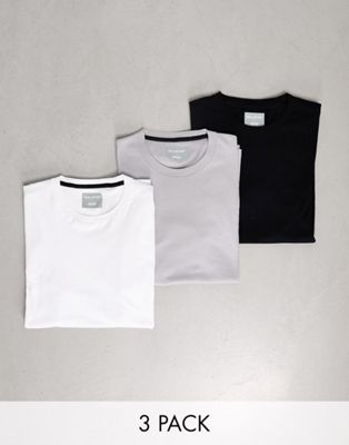 Hollister 3 pack slim fit crew neck small logo t-shirt in white/grey/navy - ASOS Price Checker