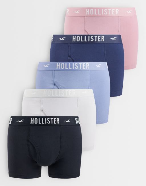 Hollister lot de 5 boxers à logo en noir, bleu, gris et rose, 1 de 3
