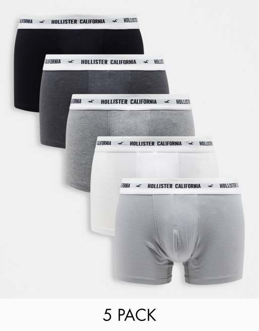 Hollister Lot de 5 boxers avec logo sur la ceinture blanche