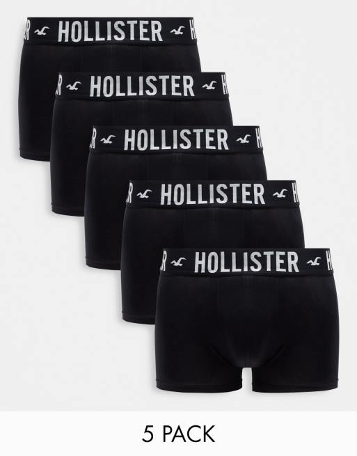 Hollister - Lot de 5 boxers avec taille à logo - Noir