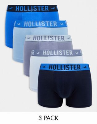 Hollister 5 pack trunks in blue  - ASOS Price Checker