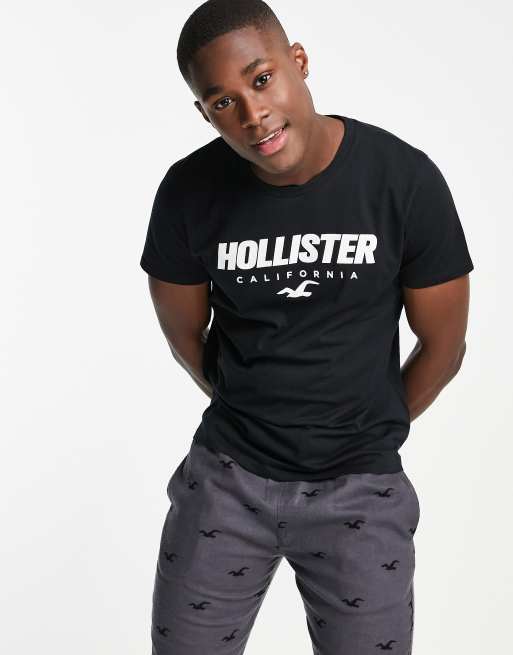 Hollister lounge set jogger and t shirt with chest logo all over