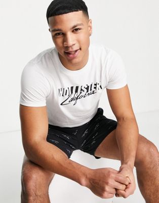 Hollister lounge set t-shirt and shorts all over logo and chest logo