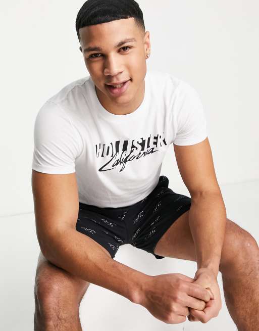 Hollister lounge set t shirt and shorts with all over logo and
