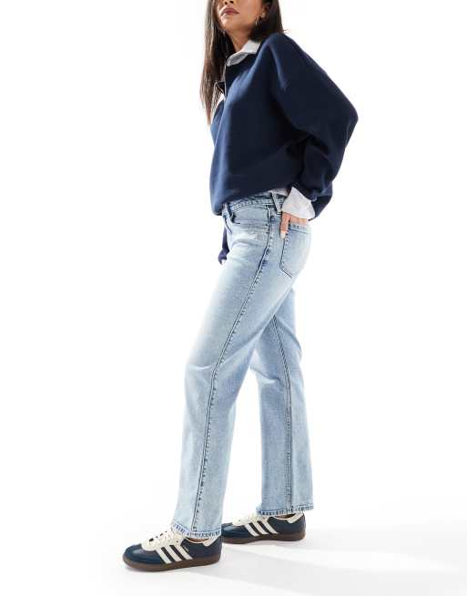 Hollister low relaxed straight leg jeans in light blue wash