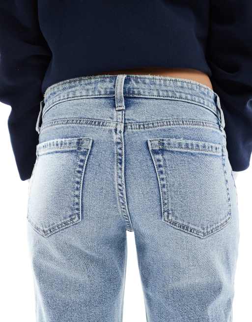 Hollister low relaxed straight leg jeans in light blue wash