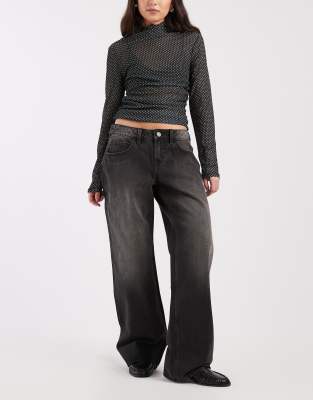 Hollister Low Rise Adjustable Baggy Jeans In Black