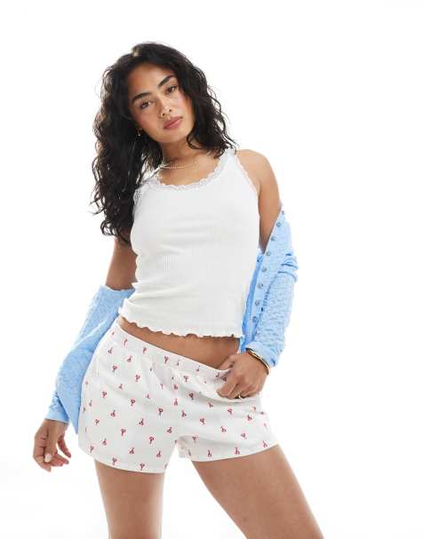 Hollister low rise baggy boxer pyjama shorts in lobster print - view 1