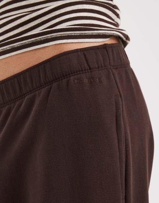 Hollister low rise baggy cuffed joggers in brown, 3 of 5
