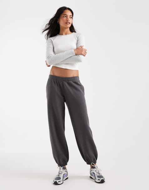 Hollister low rise baggy cuffed sweatpants in charcoal - view 1