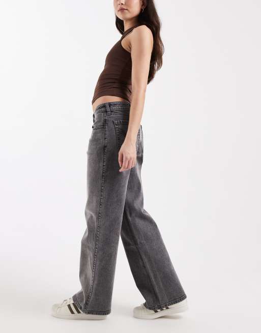 Hollister low rise baggy fit jeans with adjustable back in gray wash, 3 of 5