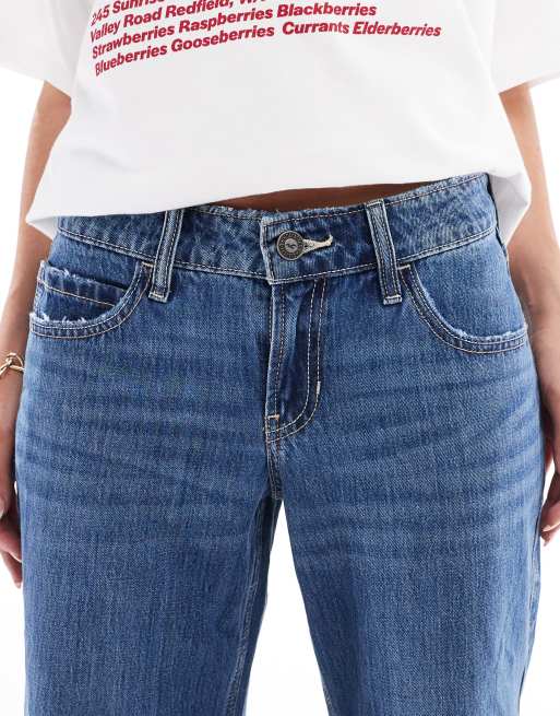Hollister low rise baggy jean in dark denim wash, 4 of 5