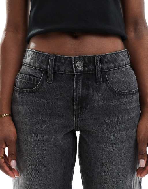 Hollister low rise baggy jeans in light washed black