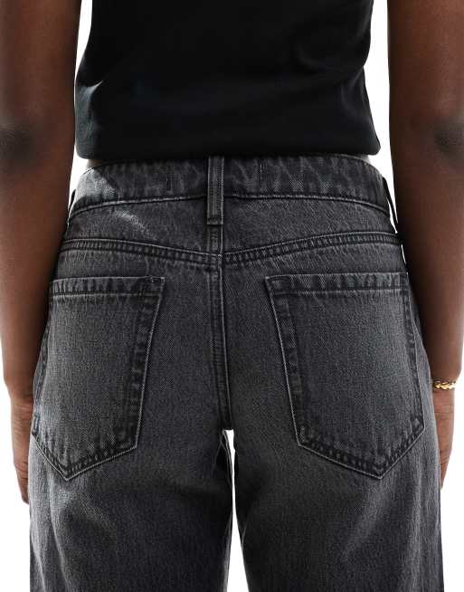 Hollister low rise baggy jeans in light washed black, 4 of 5