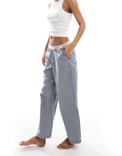 Hollister low rise baggy pyjama bottoms in blue gingham