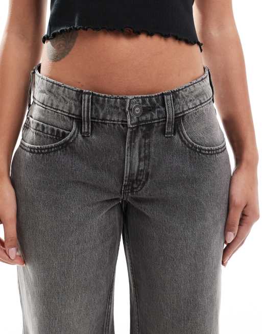 Hollister low rise baggy straight leg jean in black wash
