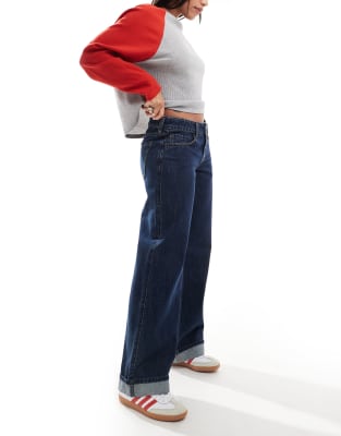 Hollister Low Rise Baggy Straight Leg Jean With Turn Up Hem Detail