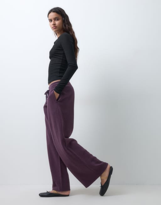 Hollister low rise baggy trackies in plum, 2 of 5