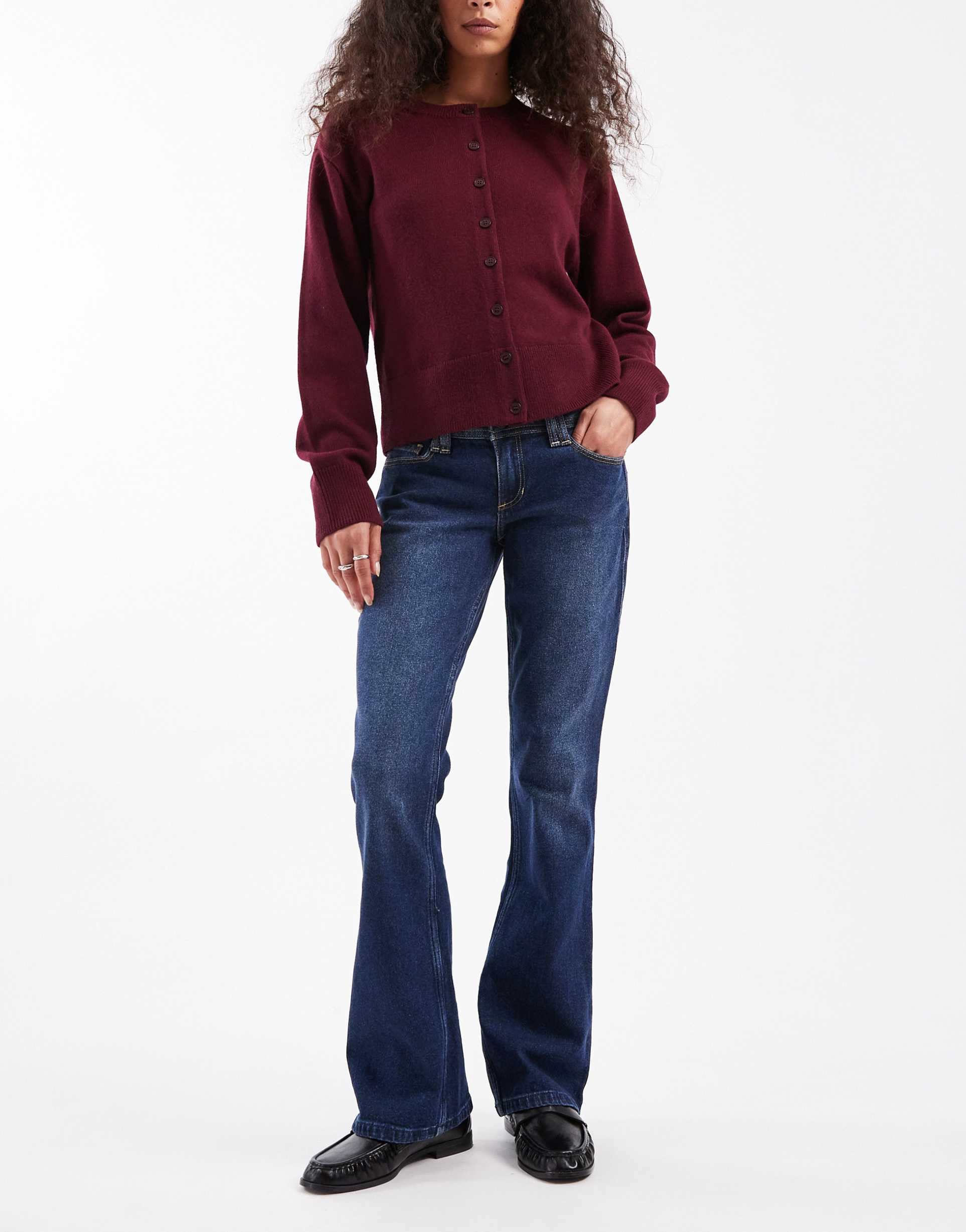 hollister low rise bootcut jeans in dark-blue wash