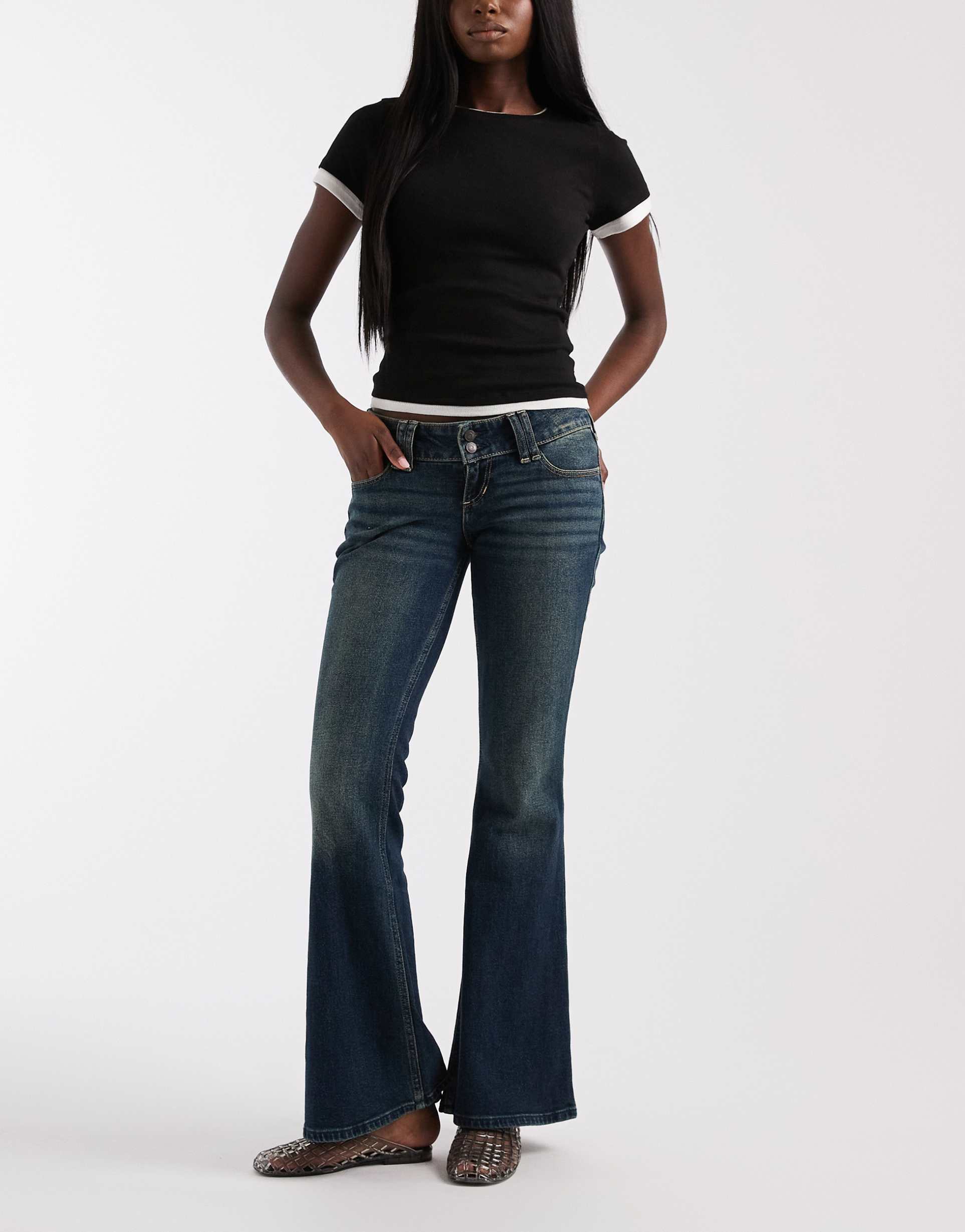 hollister low rise bootcut jeans in vintage blue