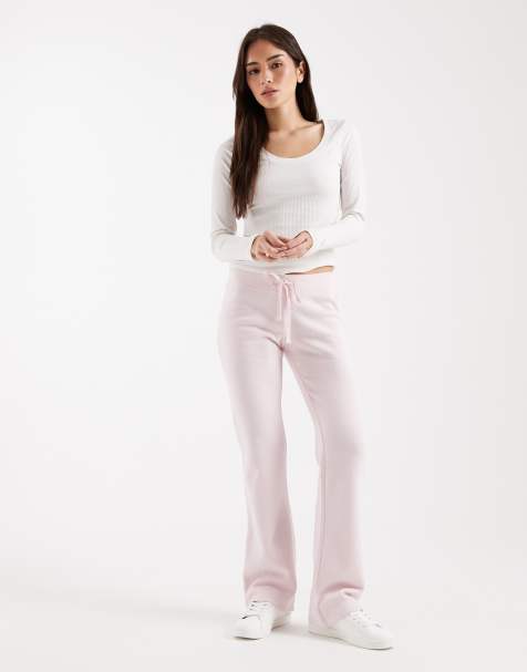 Hollister low rise bootcut sweatpants in baby pink - view 1