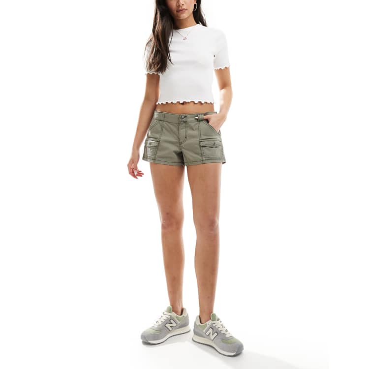Hollister low rise cargo shorts in green ASOS