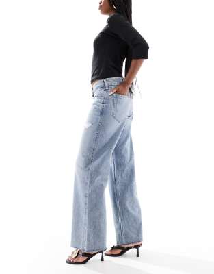 Hollister Low Rise Curvy Super Baggy Jeans In Gray