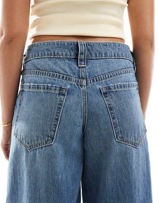 Hollister low rise curvy super baggy jeans in medium wash, 4 of 5
