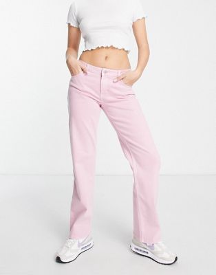 Hollister low rise dad jean in pink - ASOS Price Checker