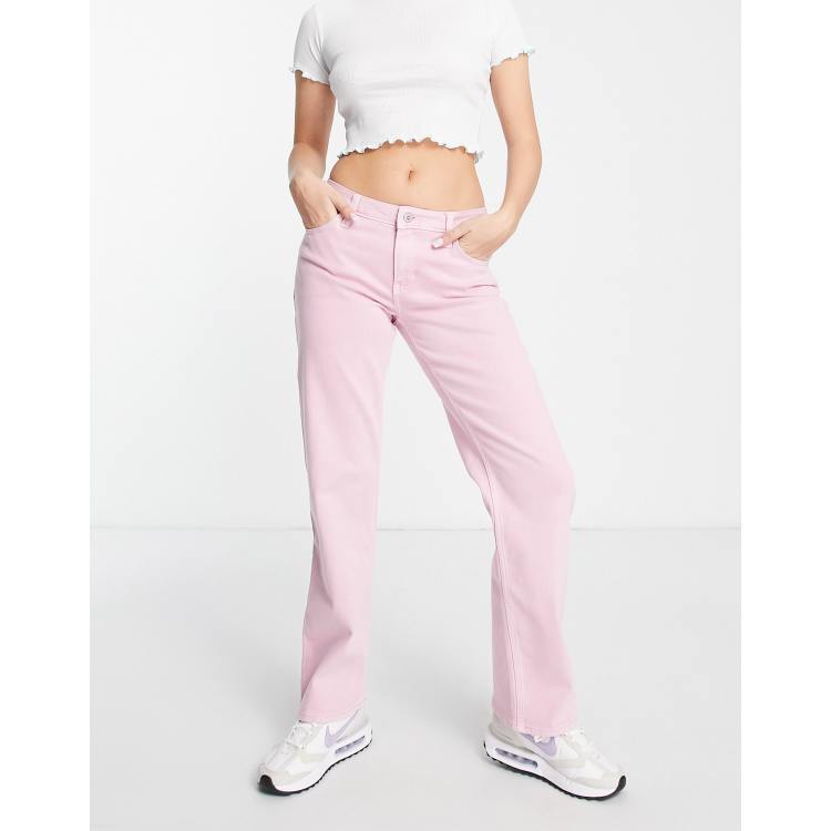 Hollister low rise dad jean in pink ASOS