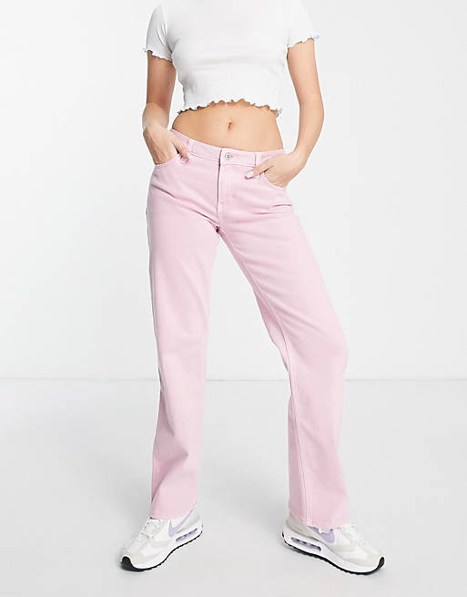 Hollister low rise dad jeans in pink