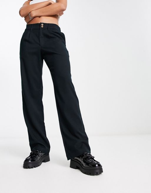 Hollister low rise dad trouser in black | ASOS