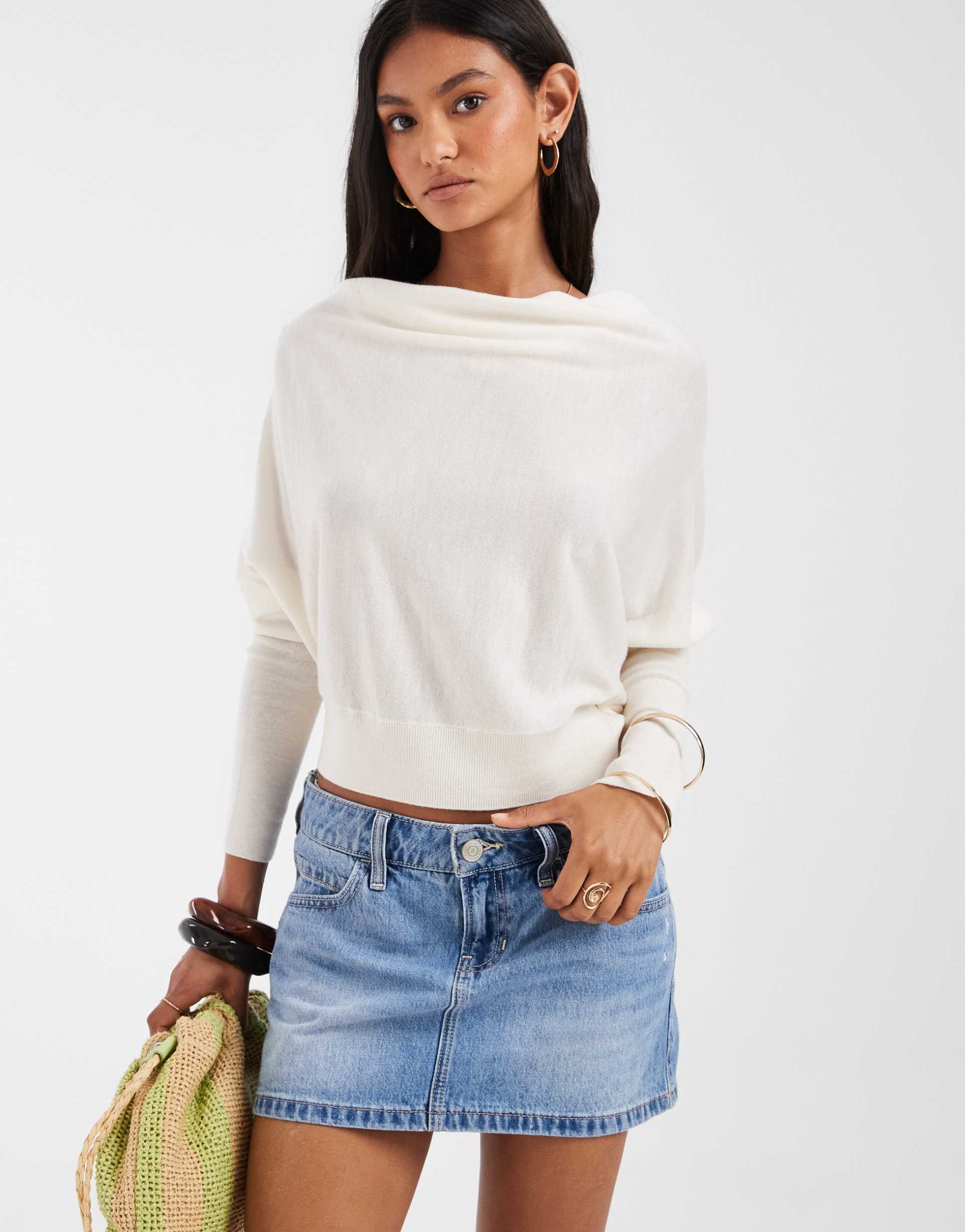 hollister low rise denim mini skort in light blue
