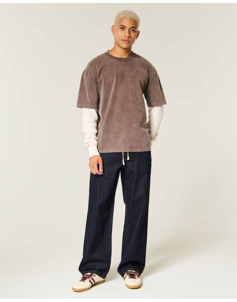 Hollister Low-rise drawstring waist baggy jeans in rinse - view 1