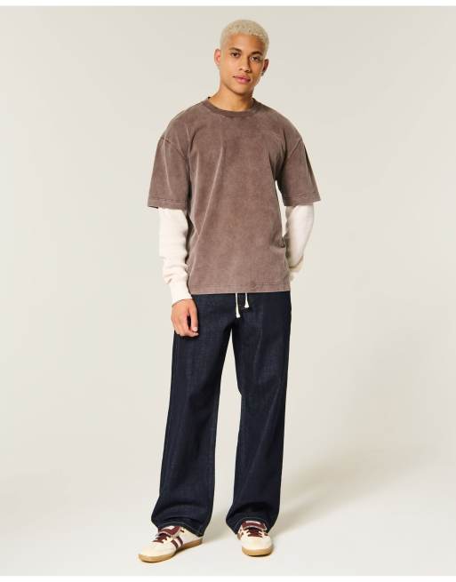 Hollister Low-rise drawstring waist baggy jeans in rinse, 1 of 6