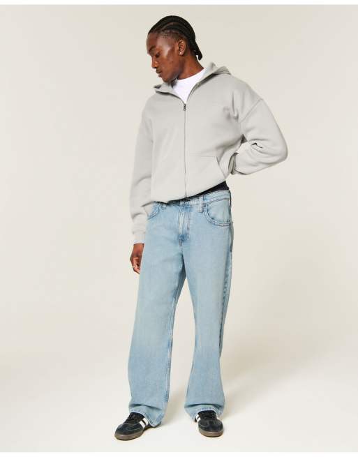 Hollister Low-rise embroidered baggy jeans in light