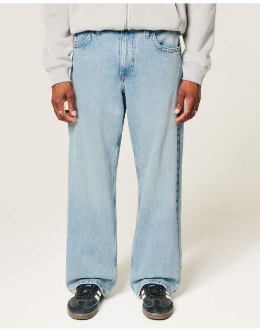 Hollister Low-rise embroidered baggy jeans in light, 2 of 4