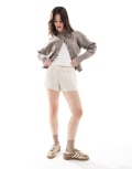[Hollister] Hollister low rise linen look shorts in oatmeal-Neutral XL Oatmeal