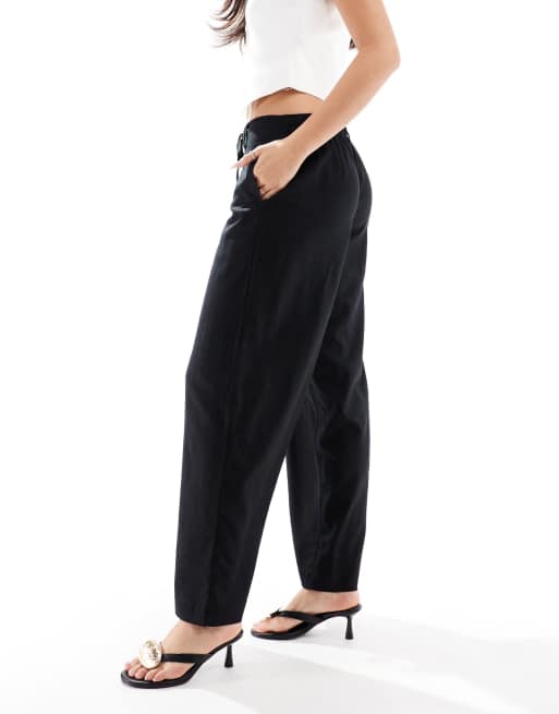Hollister low rise linen mix super baggy pants in black