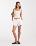 [Hollister] Hollister low rise linen tailored shorts in white XL WHITE