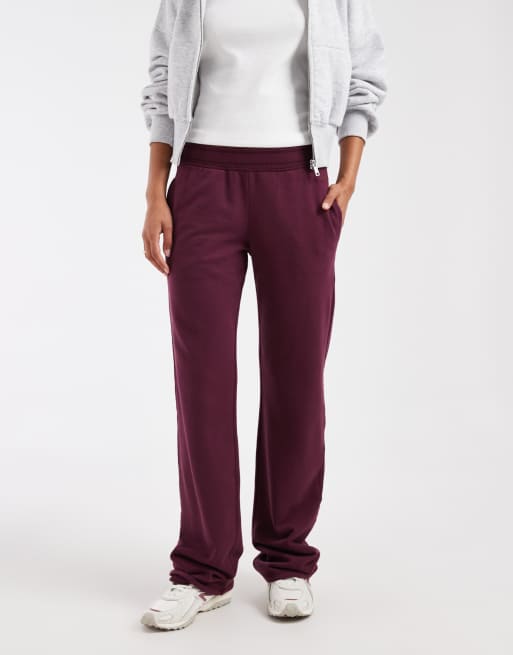 Hollister low rise slim fit sweatpants in burgundy, 2 of 5