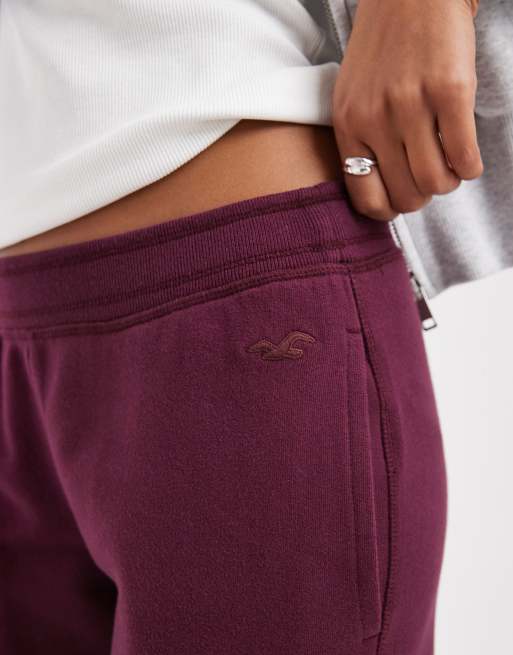 Hollister low rise slim fit sweatpants in burgundy, 4 of 5
