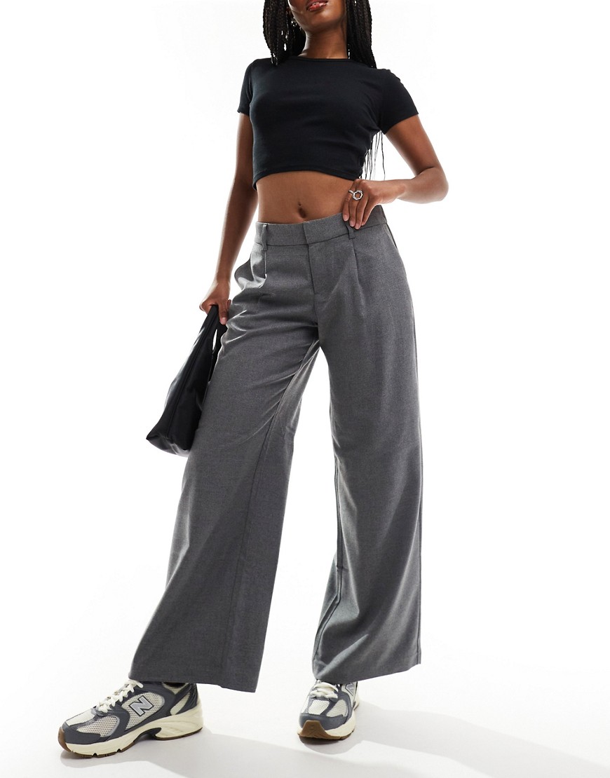 Hollister low rise tailored wide leg trouser in grey