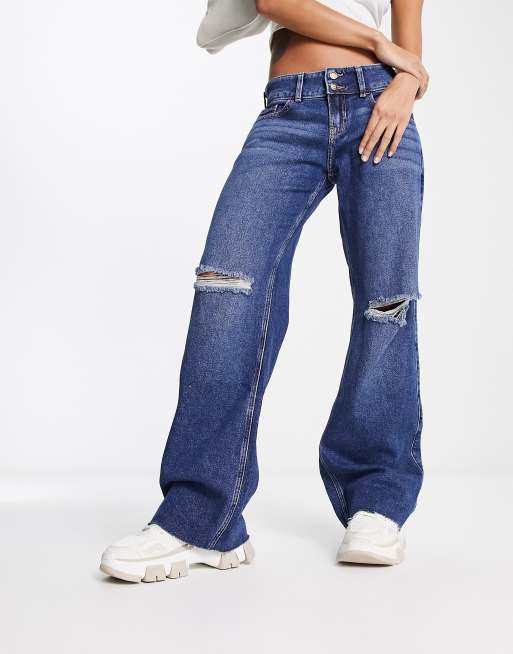 Pantalon jeans HOLLISTER original, HIGHEST- RISE VINTAGE BAGGY , azul