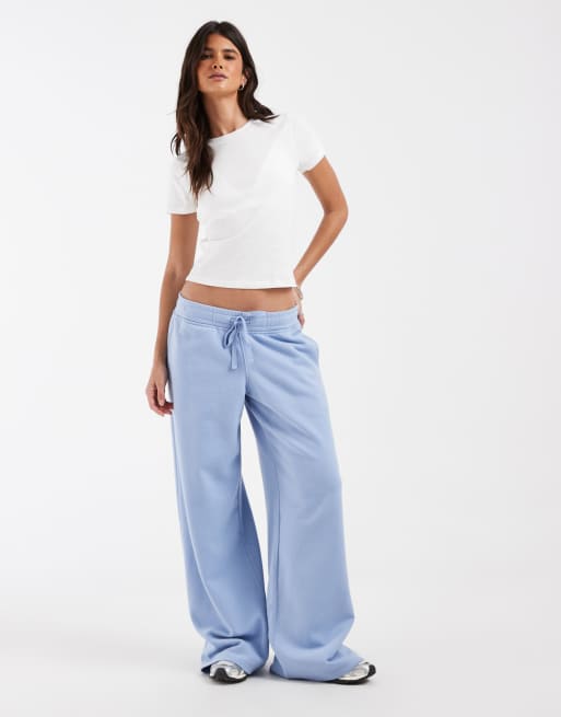 Hollister low rise wide leg joggers in baby blue, 1 of 5