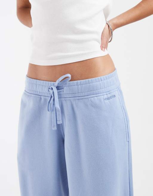 Hollister low rise wide leg joggers in baby blue, 3 of 5