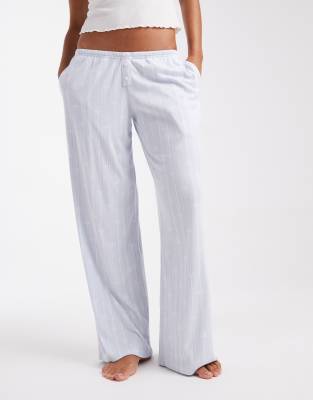 Hollister Low Rise Wide Leg Pointelle Pajama Bottoms In White