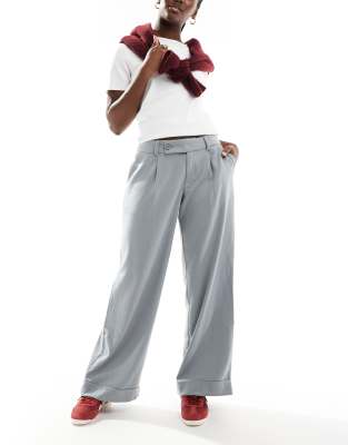 Hollister low rise wide leg tailored pants in dark grey