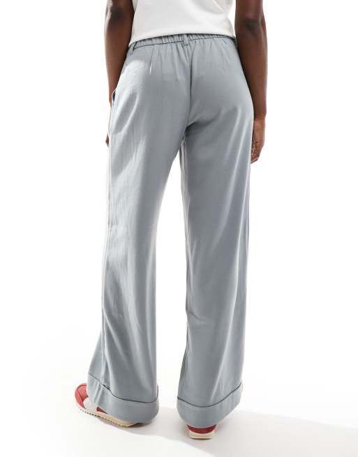 Hollister low rise wide leg tailored pants in dark grey
